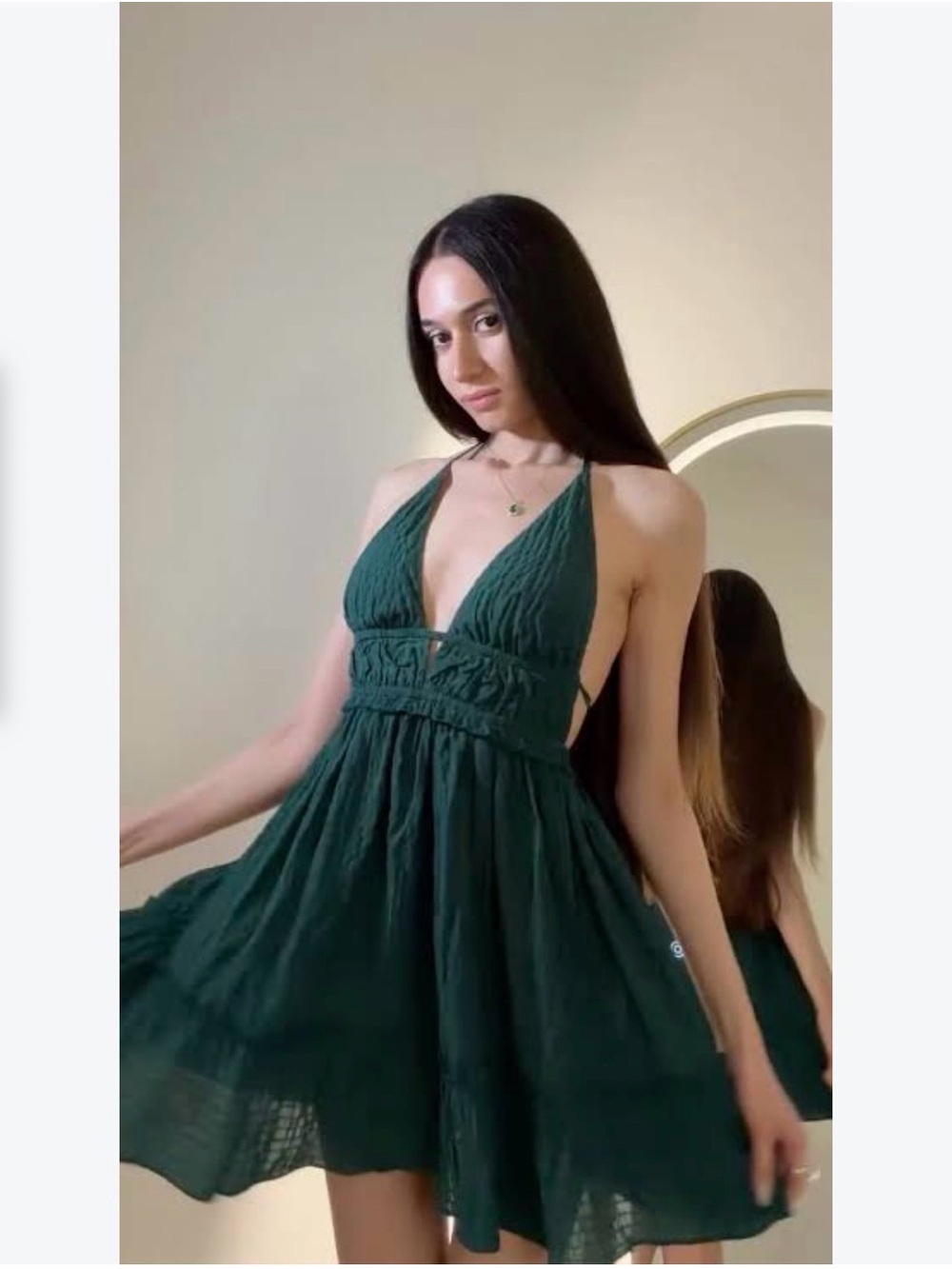 NWT Berlook Deep Green Halter Mini Dress  and bikini top- size XS